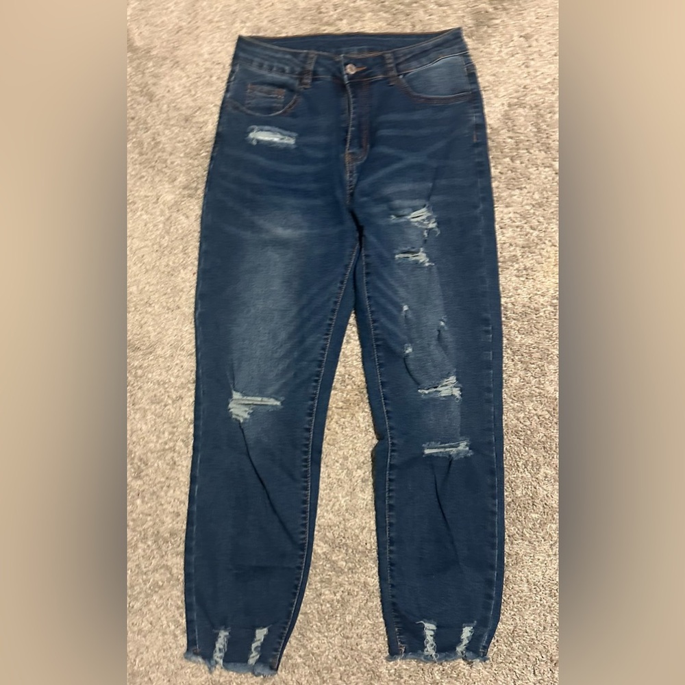 Dark Blue Distressed Women’s Jeans